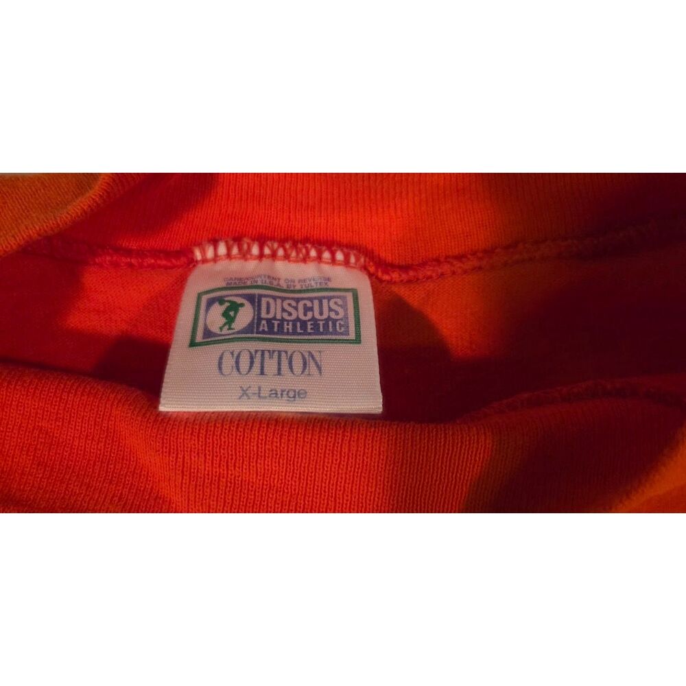 Vintage Discus Athletic Orange Long Sleeve Mock Neck T-Shirt XL